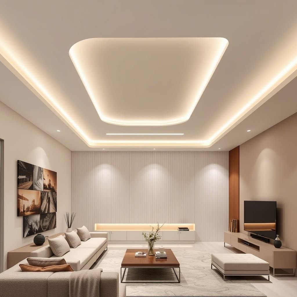 L-box ceiling lighting design and installation contractor in Singapore